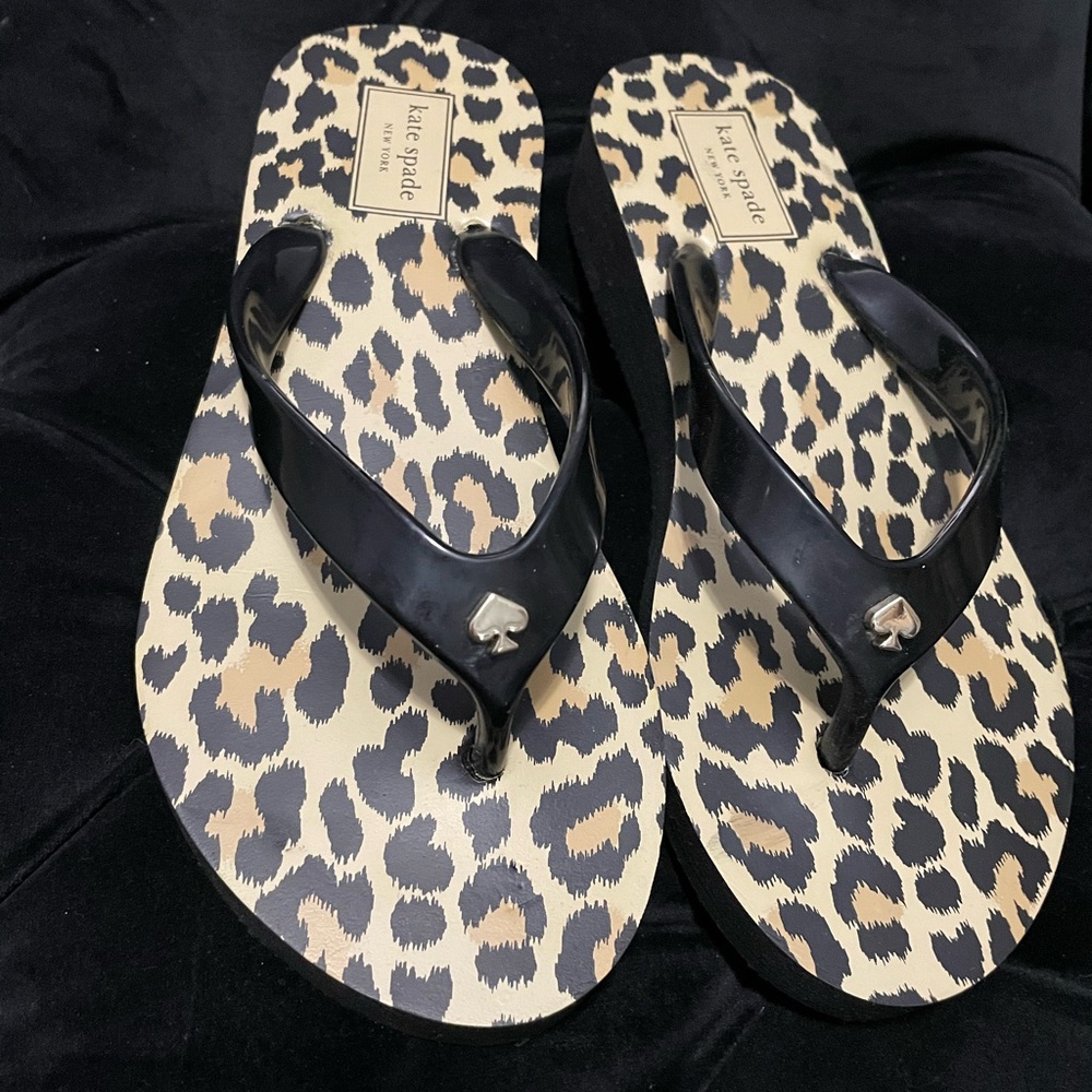 Kate Spade Black and Tan Leopard Sandals Size 5